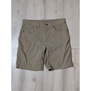 Prana Brion Shorts Mens 32x9 (Meas 33x8.5) Brown Nylon Stretch Chino